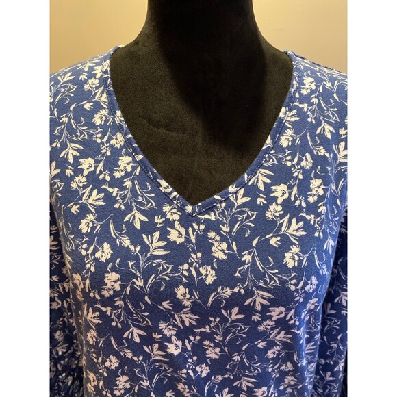 Croft & Barrow Night Gown Pajamas Sz XL Blue  Floral 60% Cotton SOFT + Stretch - Picture 3 of 11